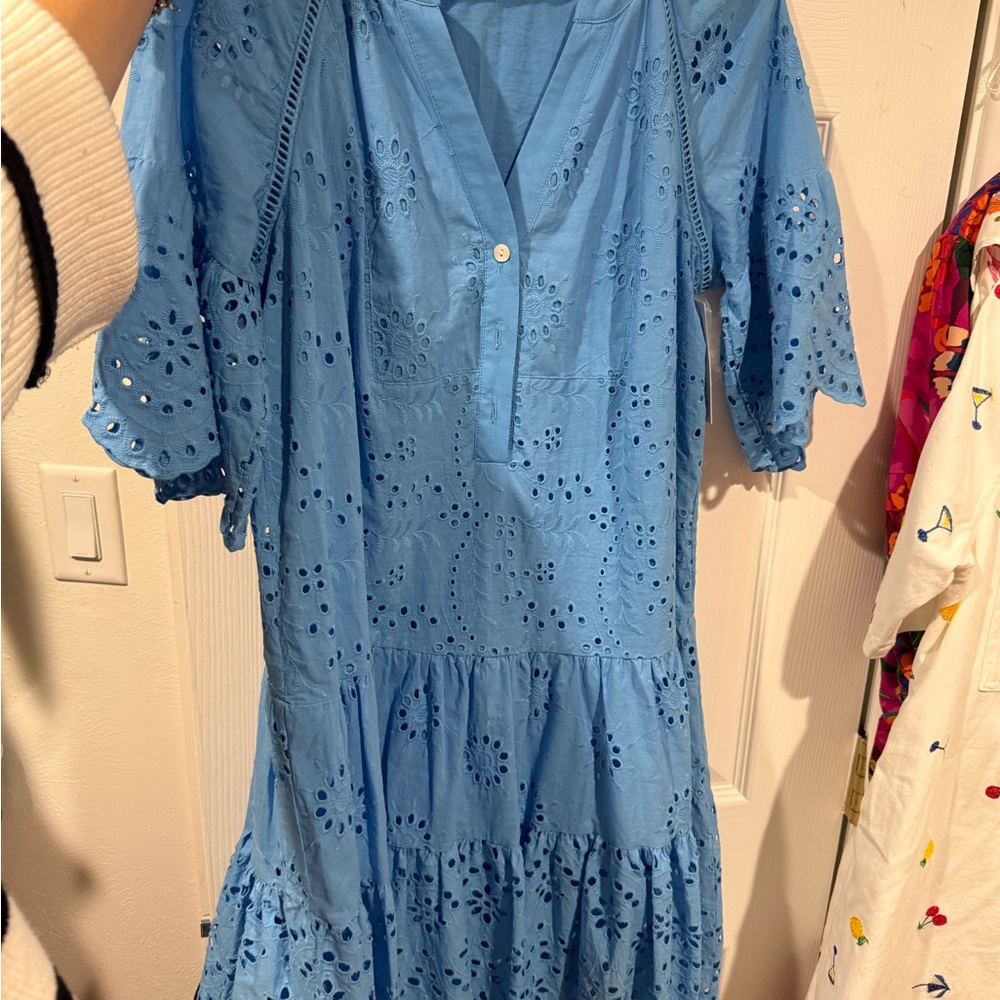 Blue Eyelet Women's Dress